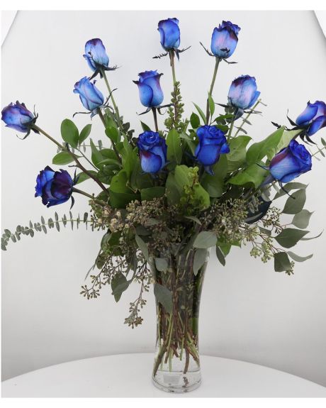 Mr Blue-12 Blue roses Arranged in a vase-Blue roses