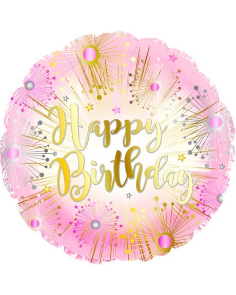 Happy  Birthday RoseGold- A Happy Birthday Mylar with a RoseGold  background.-Mylar Balloon